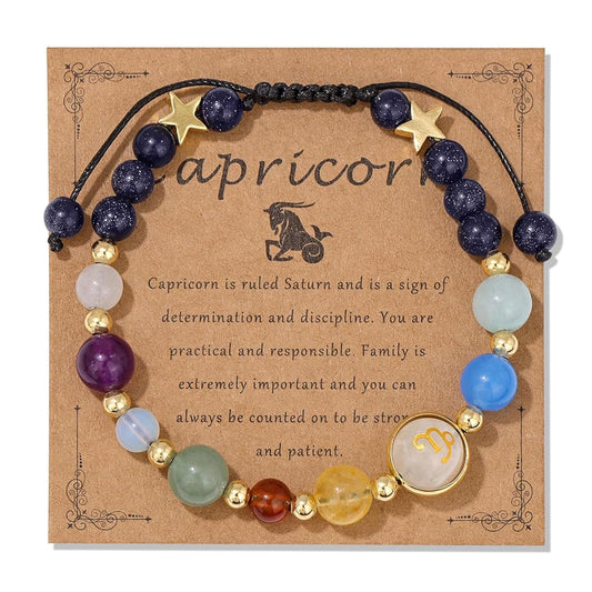 Capricorn Zodiac Bracelet for Women – Natural Stone Beaded | Stretchable Fit | Protection from Negative Energy & Evil Eye