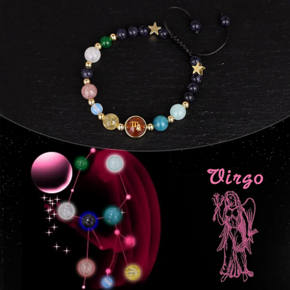Virgo Zodiac Bracelet for Women – Natural Stone Beaded | Stretchable Fit | Evil Eye & Negative Energy Protection