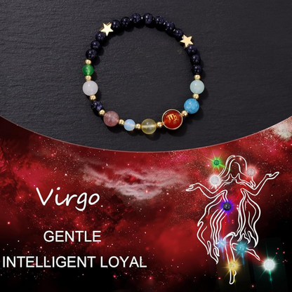 Virgo Zodiac Bracelet for Women – Natural Stone Beaded | Stretchable Fit | Evil Eye & Negative Energy Protection