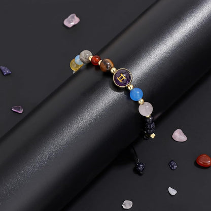 Gemini Zodiac Bracelet for Women – Natural Stone Beaded | Stretchable Fit | Evil Eye & Negative Energy Protection