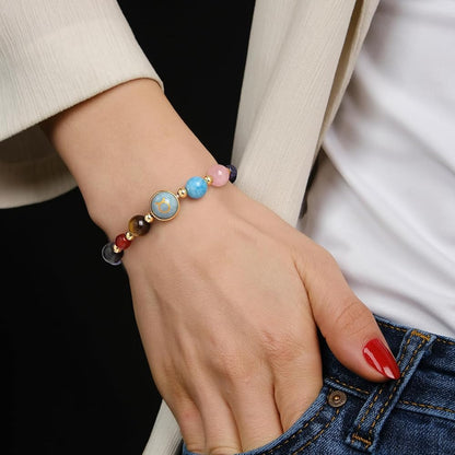 Taurus Zodiac Bracelet for Women – Natural Stone Beaded | Stretchable Fit | Protection from Negative Energy & Evil Eye