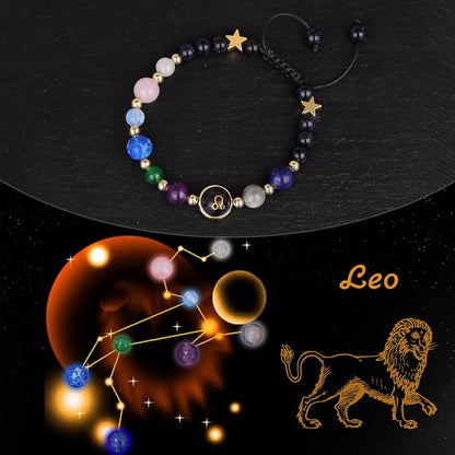Leo Zodiac Bracelet for Women – Natural Stone Beaded | Stretchable Fit | Evil Eye & Negative Energy Protection