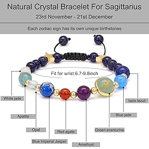 Sagittarius Zodiac Bracelet for Women – Natural Stone Beaded | Stretchable Fit | Evil Eye & Negative Energy Protection