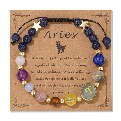 Aries Zodiac Bracelet for Women – Natural Stone Beaded | Stretchable Fit | Evil Eye & Negative Energy Protection