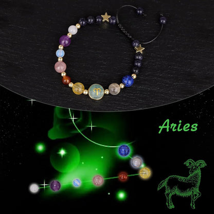 Aries Zodiac Bracelet for Women – Natural Stone Beaded | Stretchable Fit | Evil Eye & Negative Energy Protection