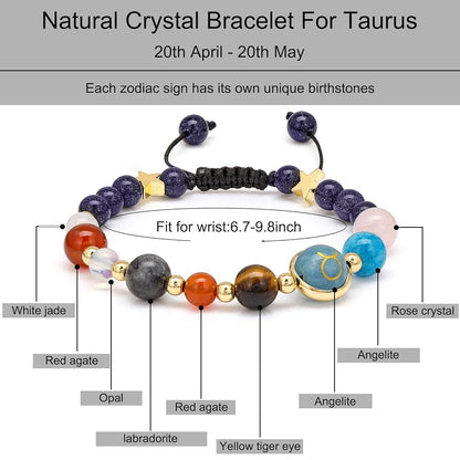 Taurus Zodiac Bracelet for Women – Natural Stone Beaded | Stretchable Fit | Protection from Negative Energy & Evil Eye