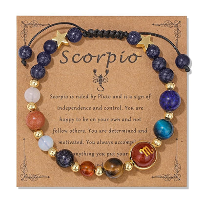 Scorpio Zodiac Bracelet for Women – Natural Stone Beaded | Stretchable Fit | Evil Eye & Negative Energy Protection