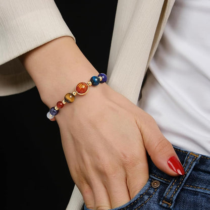 Scorpio Zodiac Bracelet for Women – Natural Stone Beaded | Stretchable Fit | Evil Eye & Negative Energy Protection