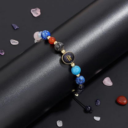 Aquarius Zodiac Bracelet for Women – Natural Stone Beaded | Stretchable | Evil Eye & Negative Energy Protection
