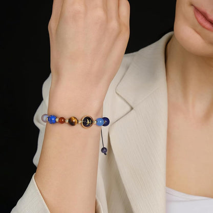 Pisces Zodiac Bracelet for Women – Natural Stone Beaded | Stretchable Fit | Evil Eye & Negative Energy Protection