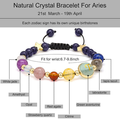 Aries Zodiac Bracelet for Women – Natural Stone Beaded | Stretchable Fit | Evil Eye & Negative Energy Protection
