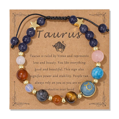 Taurus Zodiac Bracelet for Women – Natural Stone Beaded | Stretchable Fit | Protection from Negative Energy & Evil Eye