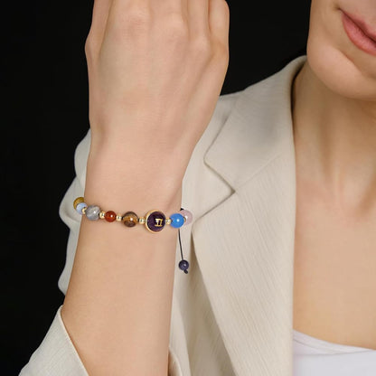 Gemini Zodiac Bracelet for Women – Natural Stone Beaded | Stretchable Fit | Evil Eye & Negative Energy Protection