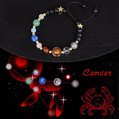 Cancer Zodiac Bracelet for Women – Natural Stone Beaded | Stretchable Fit | Evil Eye & Negative Energy Protection
