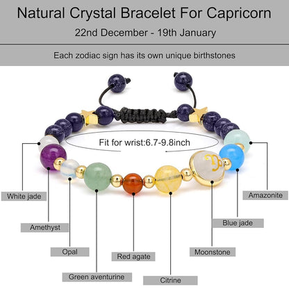 Capricorn Zodiac Bracelet for Women – Natural Stone Beaded | Stretchable Fit | Protection from Negative Energy & Evil Eye