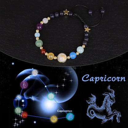 Capricorn Zodiac Bracelet for Women – Natural Stone Beaded | Stretchable Fit | Protection from Negative Energy & Evil Eye