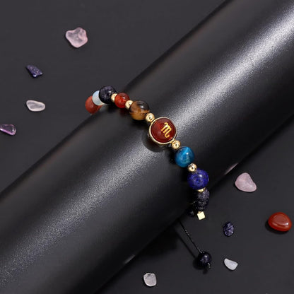Scorpio Zodiac Bracelet for Women – Natural Stone Beaded | Stretchable Fit | Evil Eye & Negative Energy Protection