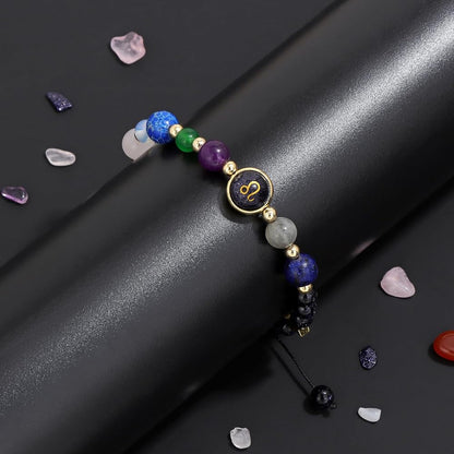 Leo Zodiac Bracelet for Women – Natural Stone Beaded | Stretchable Fit | Evil Eye & Negative Energy Protection